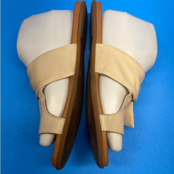 Unity In Diversity Leather Sandals Beige Bow Thong Toe Shoes Size 40 - Picture 3 of 9